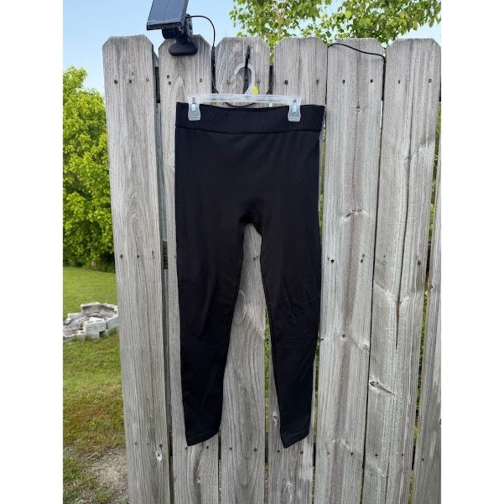 Time and Tru Womens Black Fleece Lined Leggings High Waisted XL 16-18 Warm Cozy